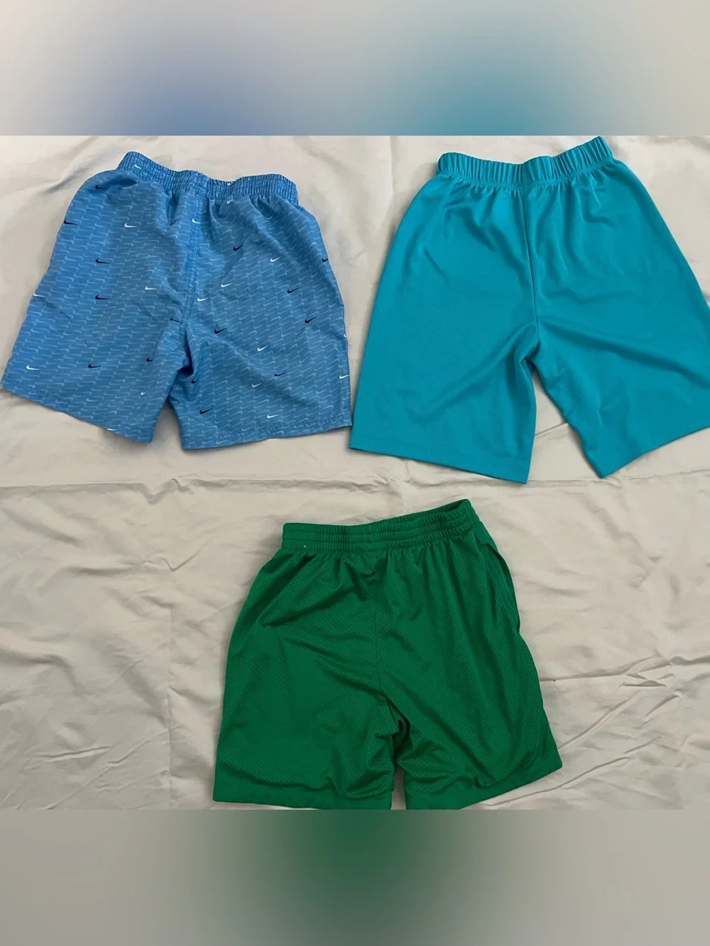 Nike Boys Blue, Teal & Green Athletic Shorts Trio